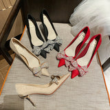 Women Bridal Bow Shallow Shoes