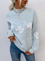 Christmas Half Turtleneck Snowflake Sweater