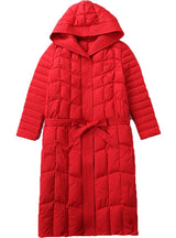 White Eiderdown Hooded Red Down Jacket