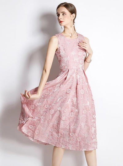 Sleeveless Round Neck Medium Length Dress