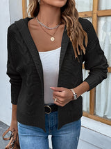 Solid Color Hooded Twist Sweater Cardigan Coat
