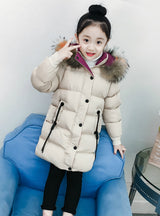 Long Cotton-Padded Jacket Girl's Coat Thickened