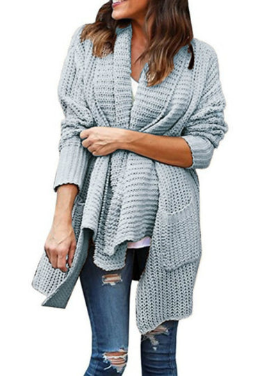 Sweater Cardigan Loose Irregular Lapel Double Bag