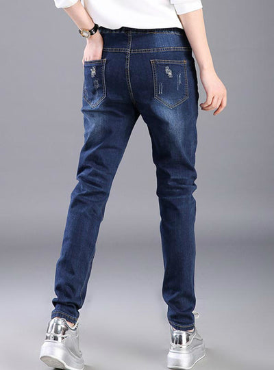 Jeans Floral Print Women Boyfriend Pencil Pants