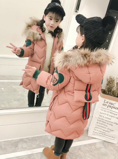 Girl Long Padded Down Cotton-padded Jacket 
