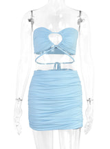 Lace Chest Wrap Hip Two-piece Set Dress