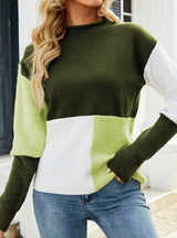 Contrasting Turtleneck Loose Sweater