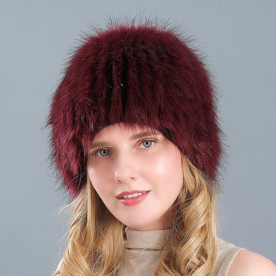 Women Fox-like Fur Straw Hat
