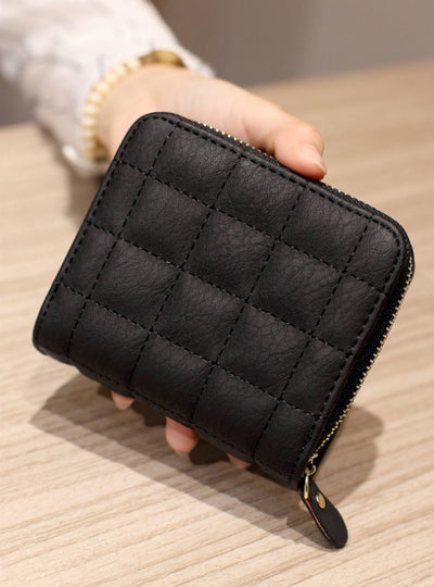 Short Wallets PU Leather Female Plaid Purses