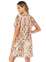 V-neck Loose Casual Short Sleeve Dress