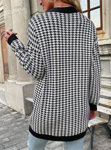 Retro Long-sleeved Houndstooth Sweater