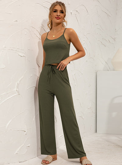 Loose Sling Wide Leg Two-piece Suit