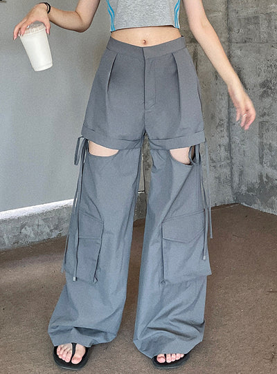 Open-legged Fake Two-piece Overalls Pant