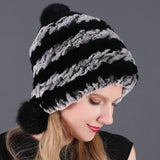 Three-ball Ear Protection Rex Rabbit Fur Hat