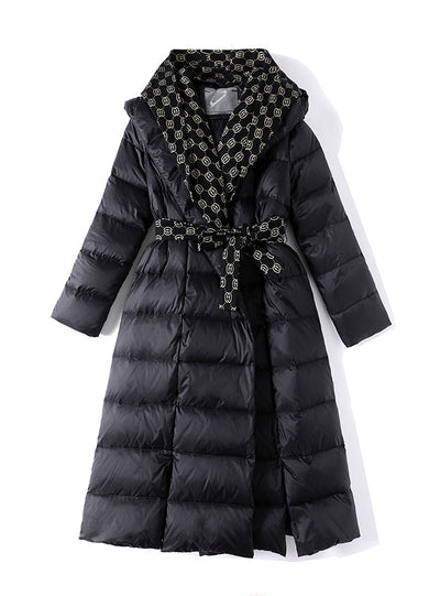 Thickened Hooded Spliced Down Jacket