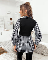 Fake Two-piece Plaid Collar Shirt