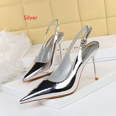 Shallow Pointed Hollow Back Strap Shoes