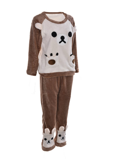 Long Sleeve Female Cartoon Bear Animal Pants Sleepwear
