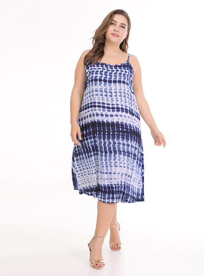 Casual Tie-dyed Suspender Dress