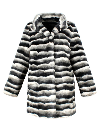 Imitation Rabbit Fur Coat Cotton Coat Collar Stripes