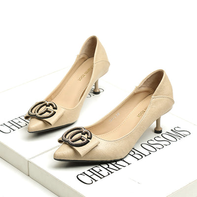 Fine Leather Sexy Pointed High Heel Shoes