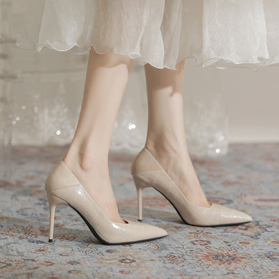 Women's Shallow Pointed Stone Pattern Shoes