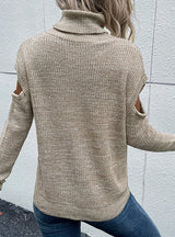 Women High-necked Hollow Sweater