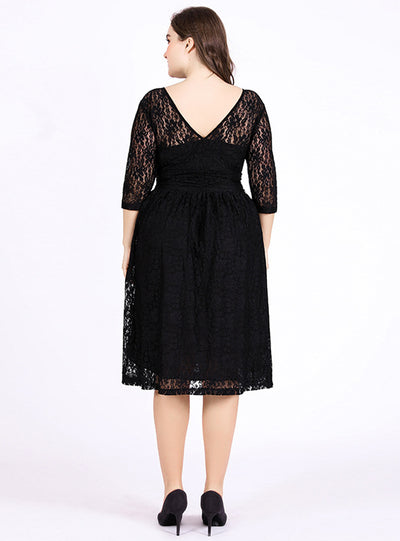 V-neck 3/4 sleeve Backless Sexy Dress