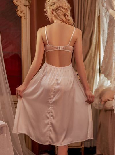 Sexy Backless Steel Rim Perspective Dress