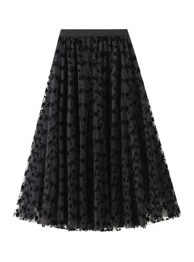 Dotted Floral Printed Skirt