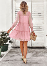 Round Neck Jacquard Long Sleeve Dress