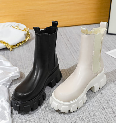 Thick-soled Heel Chelsea Booties