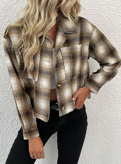Plaid Retro Woolen Lapel Coat