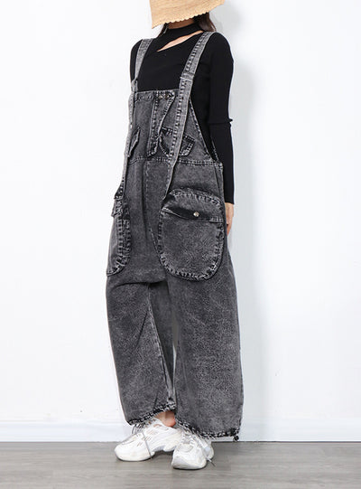 Loose Large Pocket Stitching Conjoined Jeans