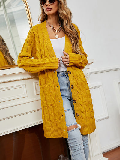 Long Sleeve Button Twist Cardigan Sweater