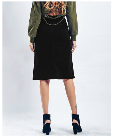 Corduroy High Waist Button Pocket Skirts