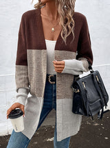 Knitted Cardigan Contrast Color Sweater Coat