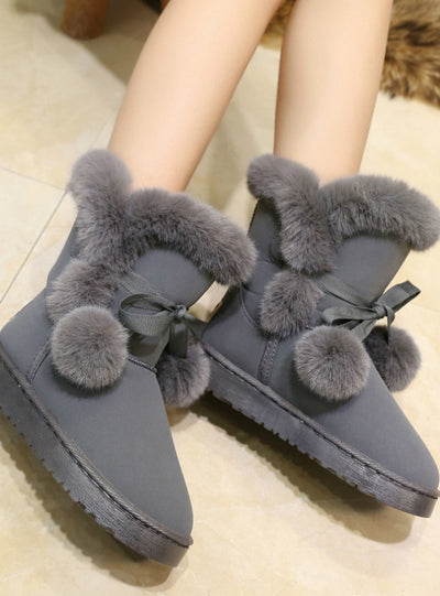 Woman Boots Round Toe Yarn Elastic Ankle Boots