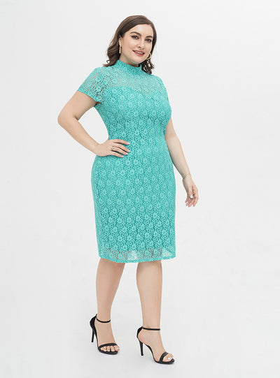 Elegant Slim Short Sleeve Lace Dress