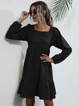 Long Sleeve Square Collar Butterfly Loose Dress