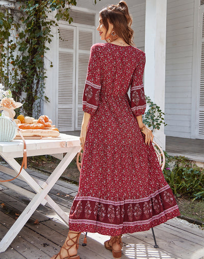 Bohemian Leisure Holiday Print Dress