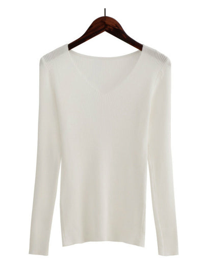 V Neck Sweater Knitted Fashion Womens Sweaters