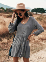 Round Neck Casual Knit Long Sleeve Dress