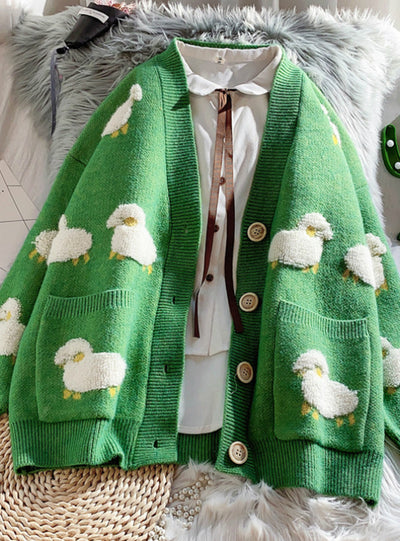 Female Cardigan Loose Streetwear Knit Sweater Coat