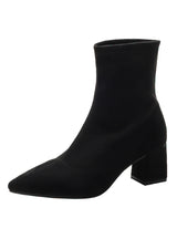 Pointed Female Thick Heel Elastic Socks Boots