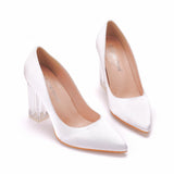 Square-heeled Transparent Pointed Shoes