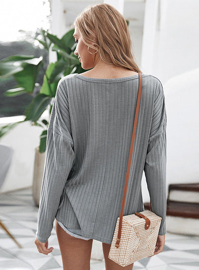 Simple V-neck Thin Top
