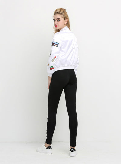 Fashion Pant Women Leggings Black Letter Print 