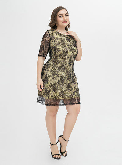 Ladies Elegant Lace Short Sleeve Dress