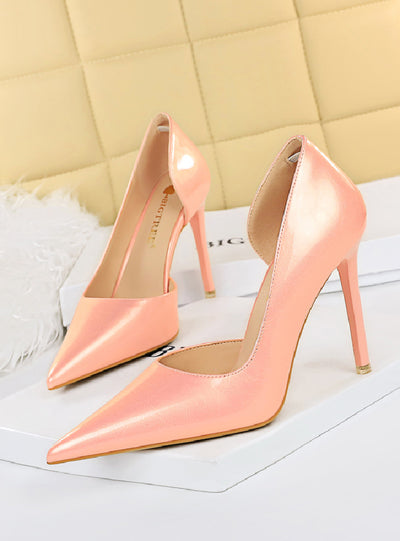 Thin-heeled Patent Leather Shallow Pointed Shoes